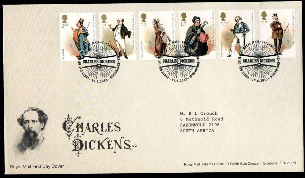 GB 2012 birth bicentenary of Charles Dickens (x2) first day covers (Tallents House) - CV GBP 15.5
