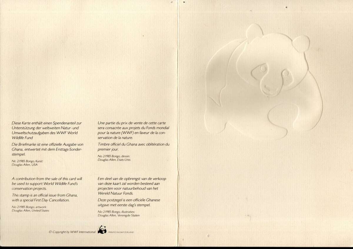 Ghana 1984 World Wildlife Fund (WWF) souvenir card with special first day cancellation as per scans