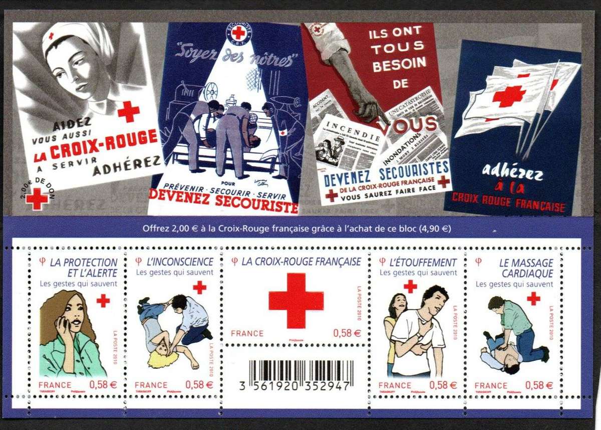 France 2010 French Red Cross umm msheet of (x10)  SGMS4891  CV GBP 20.