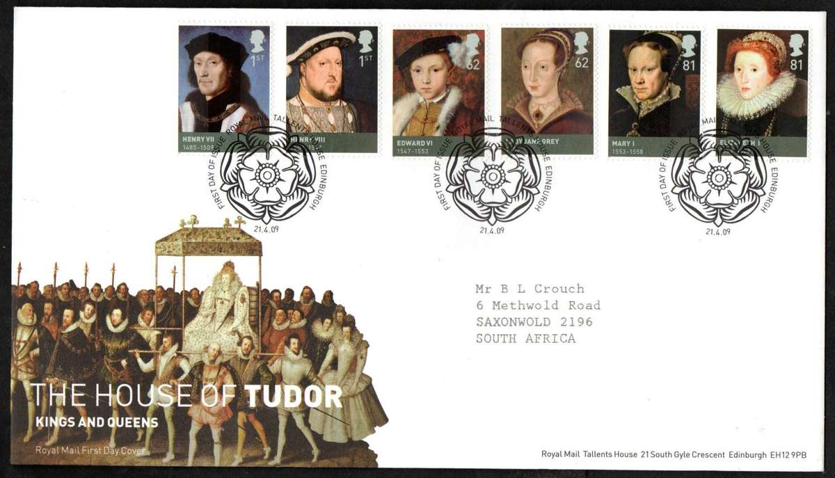 GB 2009 Kings and Queens  House of Tudor first day covers (X2) (Tallents House)  CV GBP 12.5