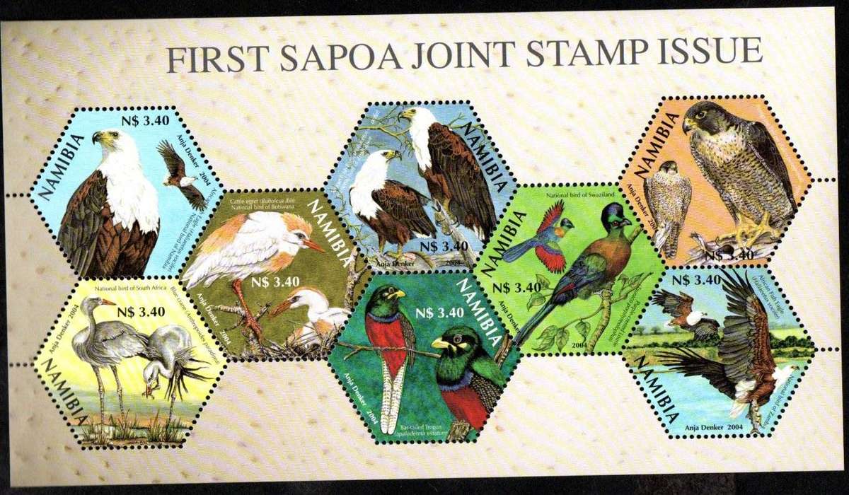 Namibia 2004 1st joint SAPOA issue national birds umm mini sheet - SACC473 - lovely item.