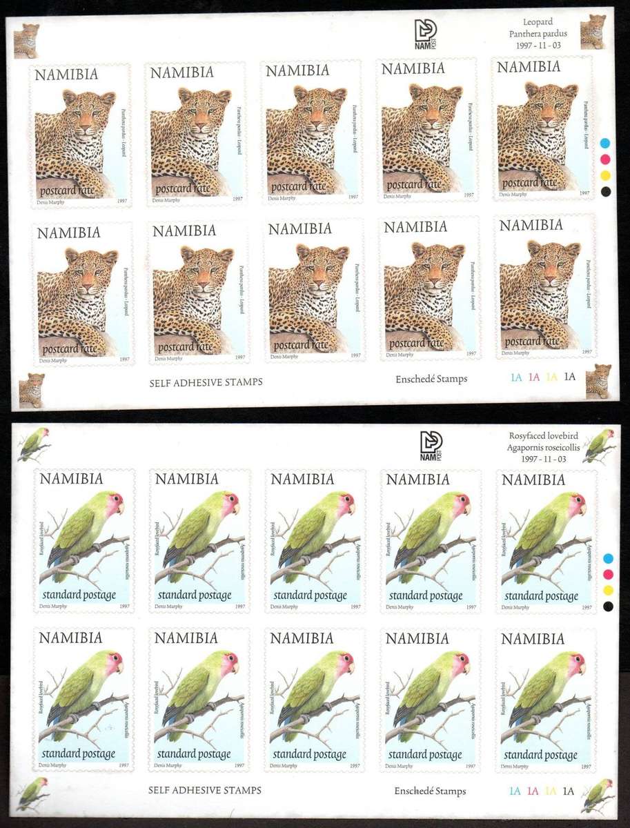 Namibia 1997 3rd Def Fauna and Flora (x2) self-ad sheets of (x10). CC212a, 218a - as per scans.