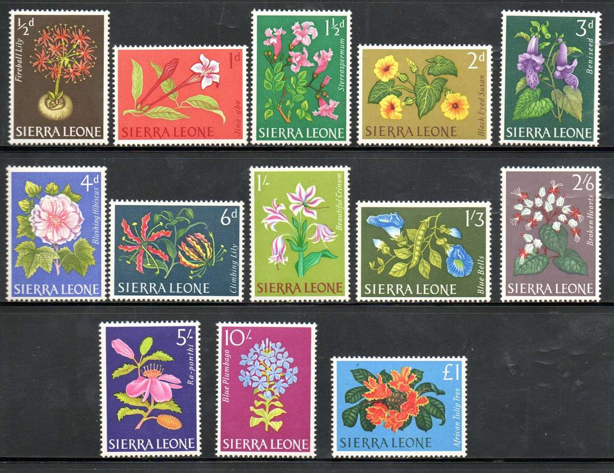 Sierra Leone 1963 flowers m/mint set of (x13)  SG242-254  CV GBP 18  as per scans.