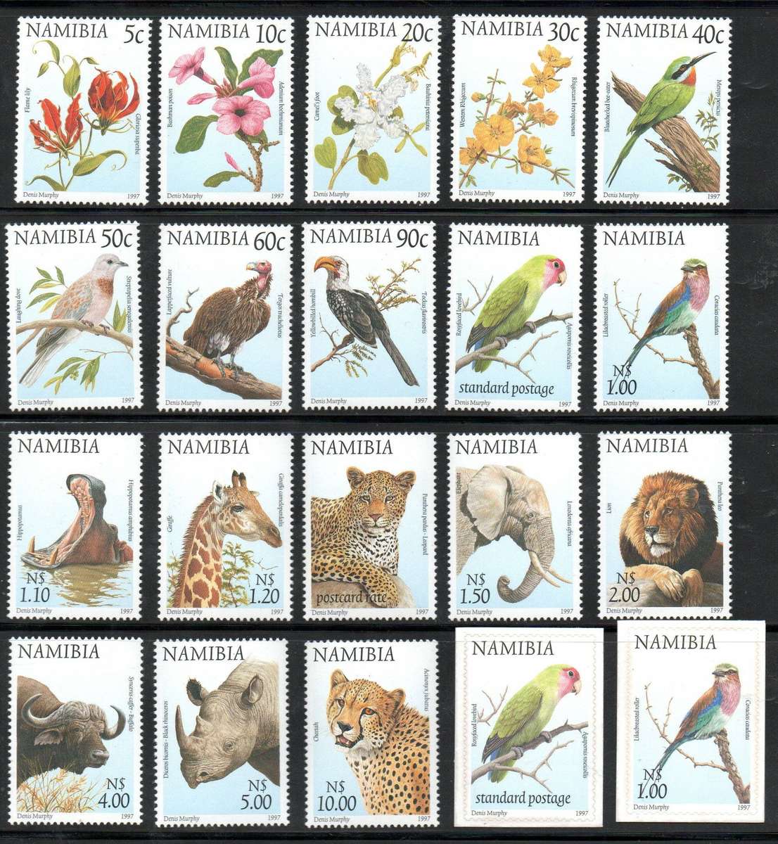 Namibia 1997 3rd def issue fauna and flora umm set of (x18) + (x2) self-ad singles - CC206-223.