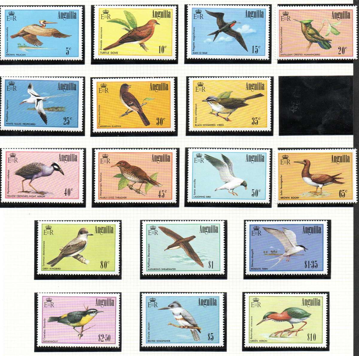 Anguilla 1985 birds umm short set of (x17) values. No SG665a 35c - as per scans - SG659/75 CV GBP 42