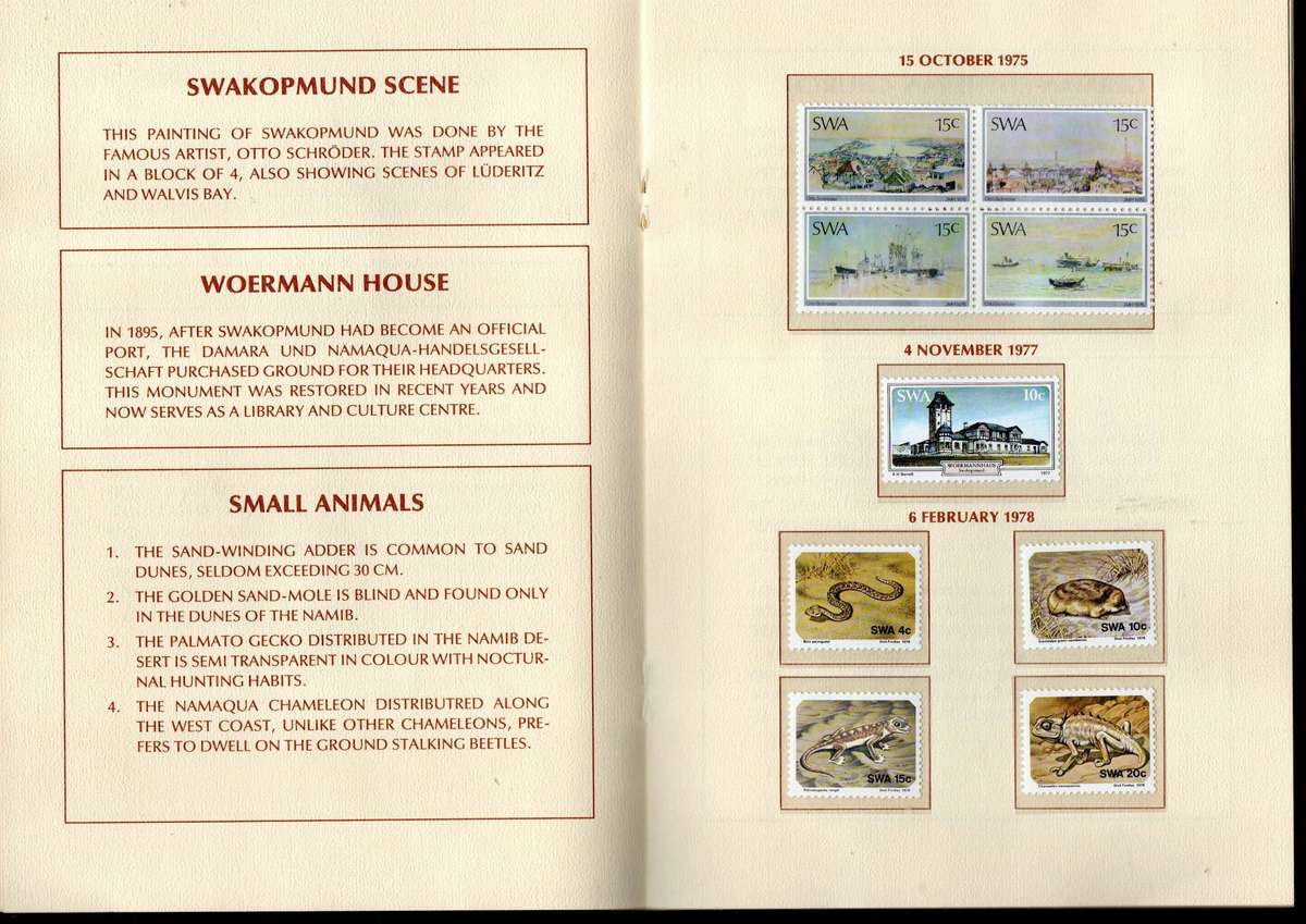 SWA/Namibia 1992 Swakopmund 100 postal history stamp souvenir folder  as per scans.