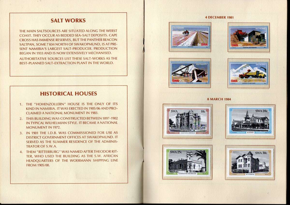 SWA/Namibia 1992 Swakopmund 100 postal history stamp souvenir folder  as per scans.