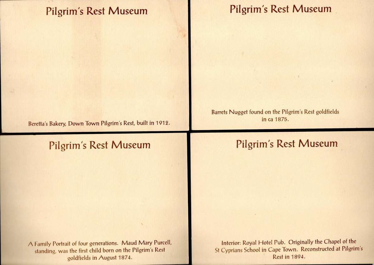 South Africa (X10) Pilgrims Rest Museum unused postcards depicting Pilgrims Rest scenes etc.