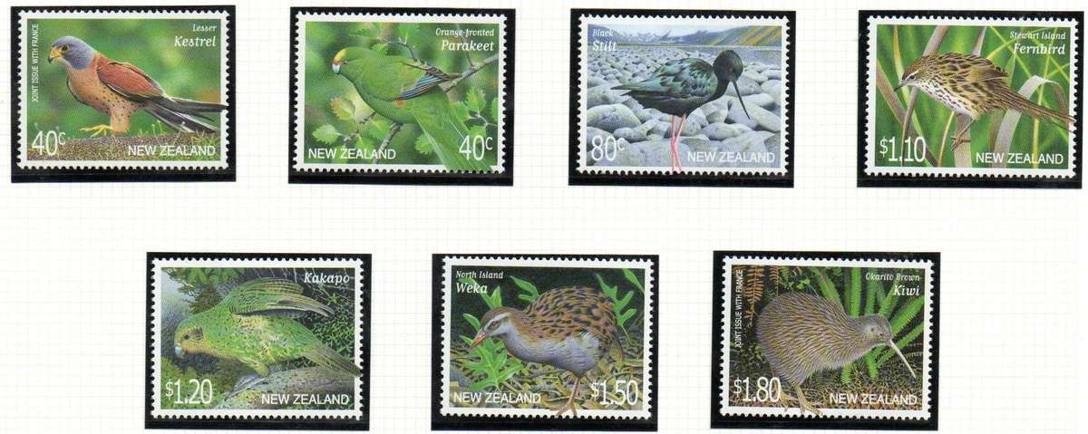 New Zealand 2000 threatened birds umm set of (x7) singles  SG2369-75  nice thematic set.