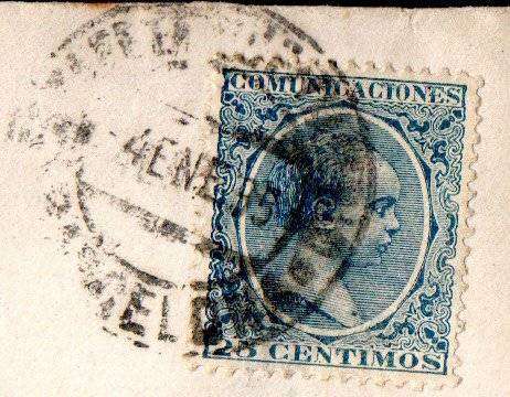 Spain 1895 cover to London with clear red London back stamp - as per scans.