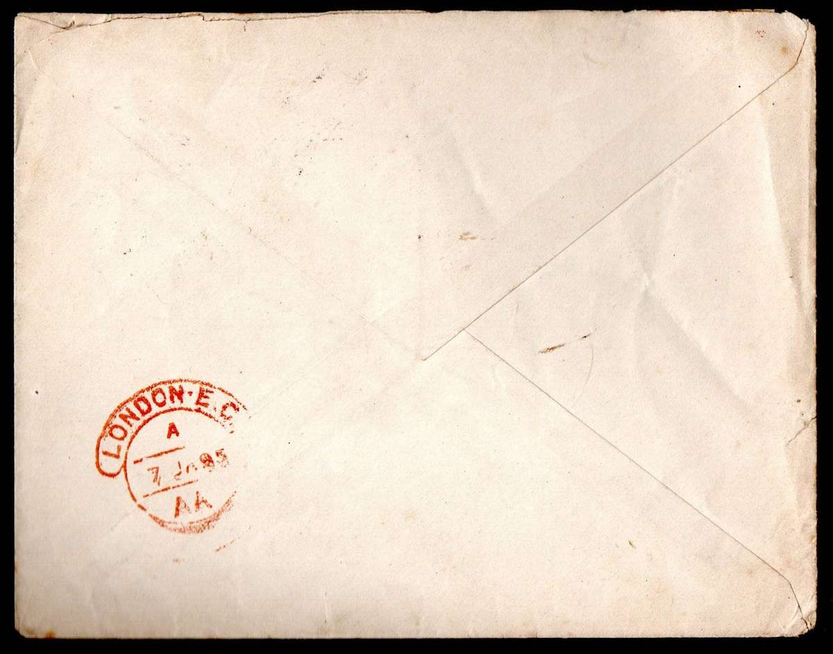Spain 1895 cover to London with clear red London back stamp - as per scans.