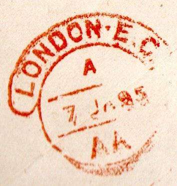 Spain 1895 cover to London with clear red London back stamp - as per scans.