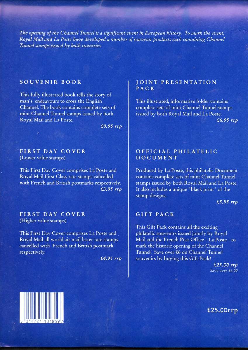 GB/France 1994 Channel Tunnel collection gift pack opened with contents as per scans.