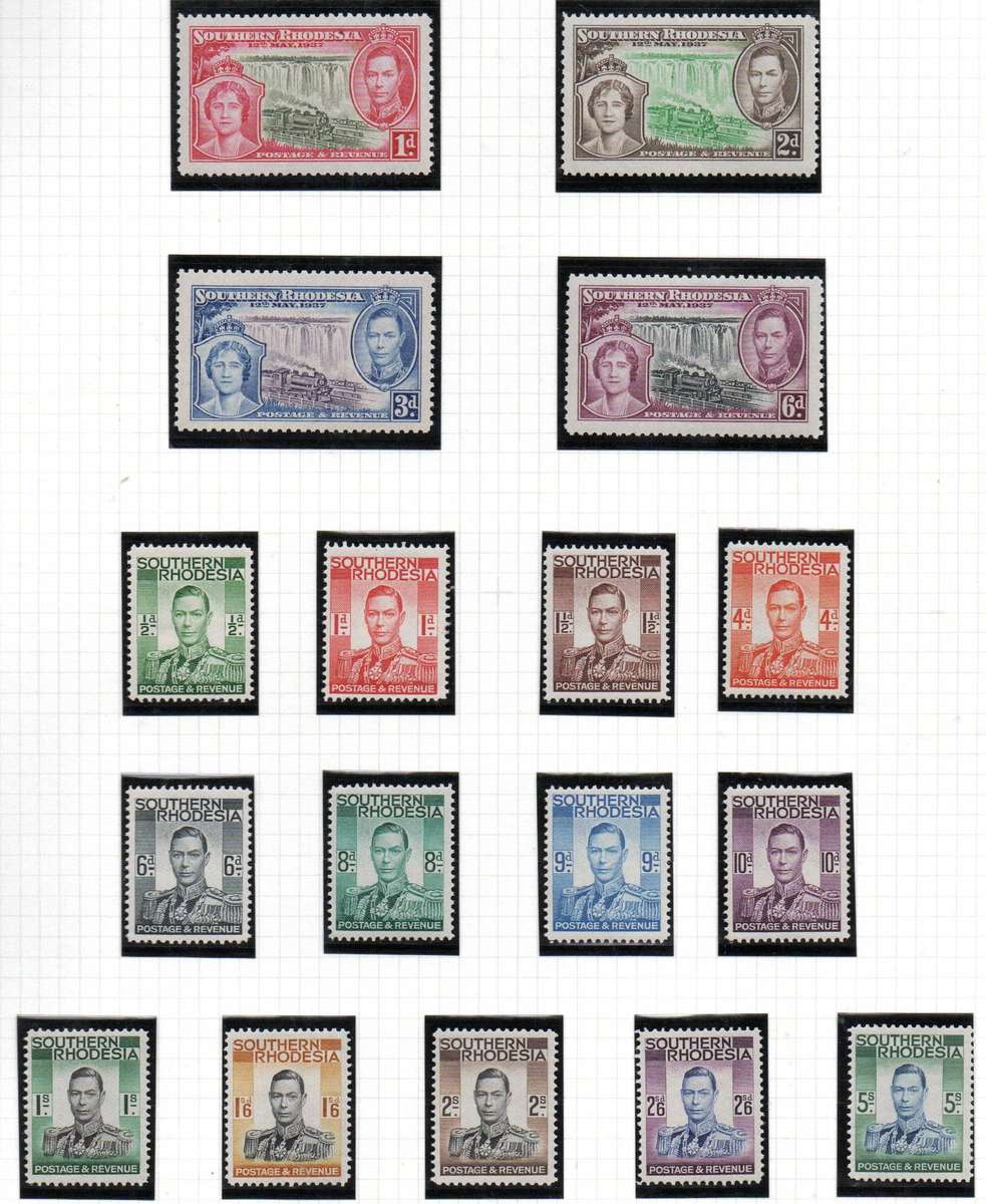 Southern Rhodesia 1937 KGVI sets m/mint  SG36/39 + SG40/52  as per scans  CV GBP 90+