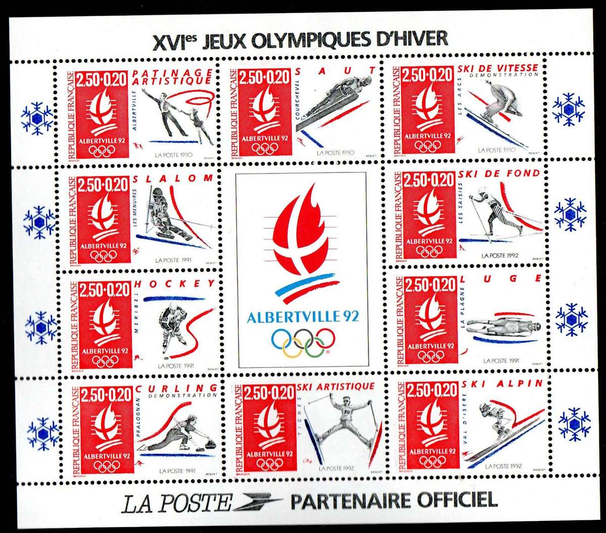France 1990 Winter Olympic Games Albertville umm sheet of (x10)  SGMS2963  CV GBP 19.