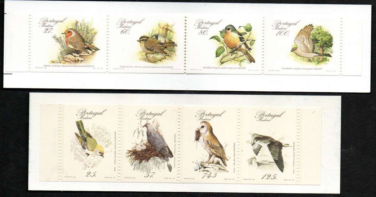 Madeira (Portugal) 1987 + 1988 birds booklets SG230-233 + SG240-3  CV GBP 25+
