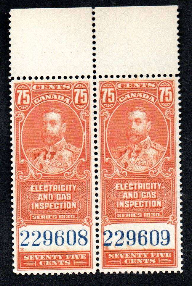 Canada 1930 KGV electricity and gas inspection revenue pair umm - as per scans.
