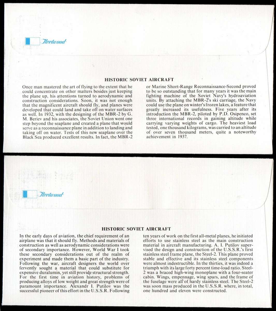 1978 early Russian aircraft (x5) first day covers