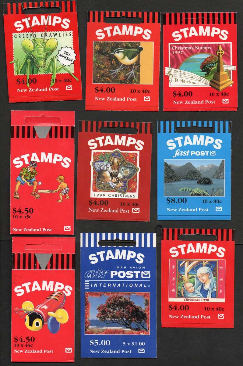 New Zealand selection of (x9) mint/self-adhesive booklets - as per scans - good value - nice lot.