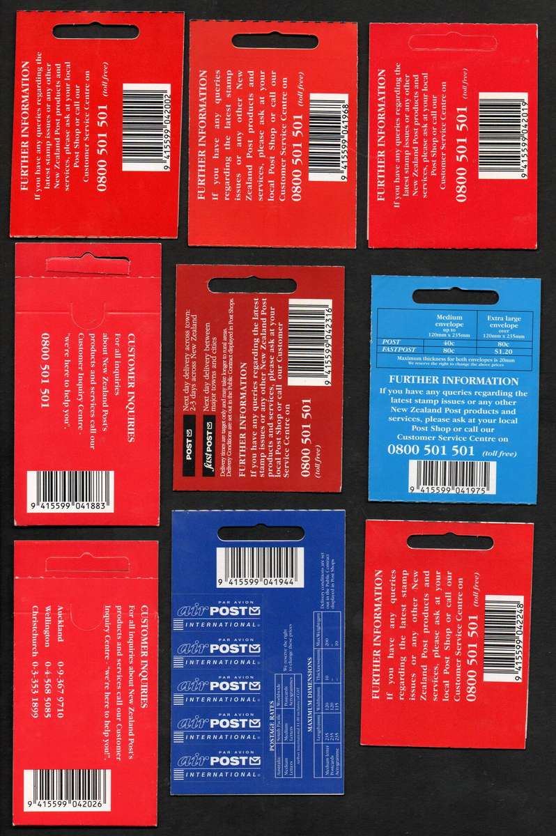 New Zealand selection of (x9) mint/self-adhesive booklets - as per scans - good value - nice lot.