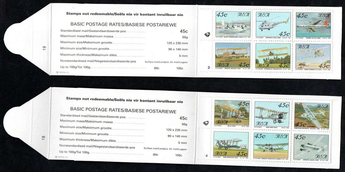 RSA 1993 Aviation booklets 1-10 mint and complete. White inside covers + red box on reverse.