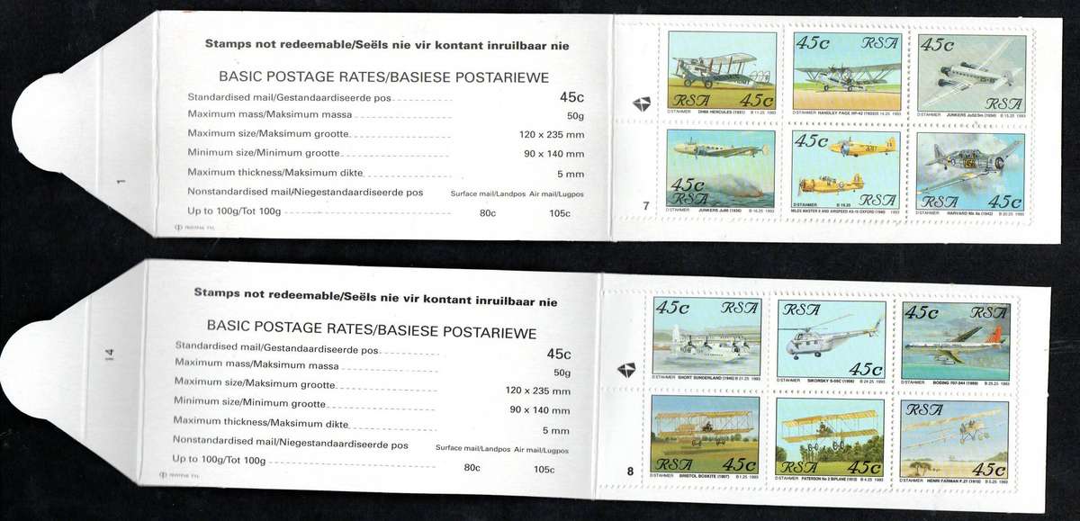 RSA 1993 Aviation booklets 1-10 mint and complete. White inside covers + red box on reverse.