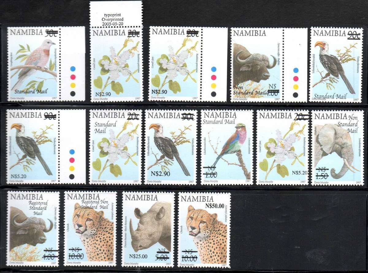 Namibia 2005 surch on existing def short selection of singles umm - as per scans - total CV R3850.