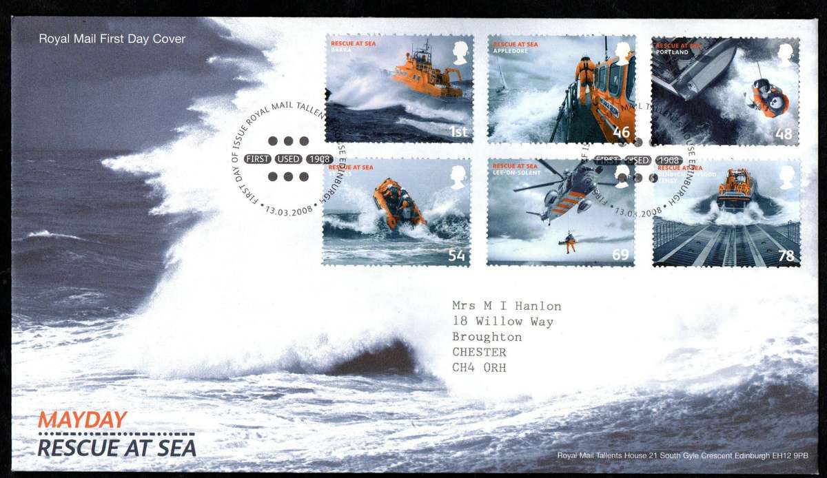 GB 2008 Rescue at sea first day cover (Tallents House)  lovely item.