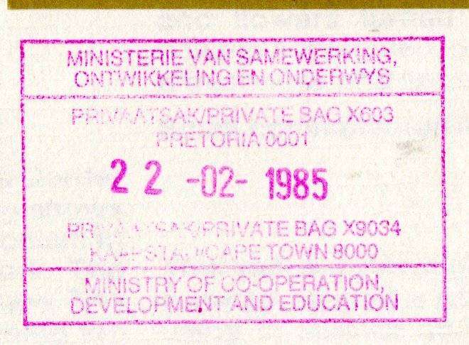 RSA 1985 paintings by Oerder FDC S13 signed/rubber stamped Gerrit Viljoen  Minister of Education'.