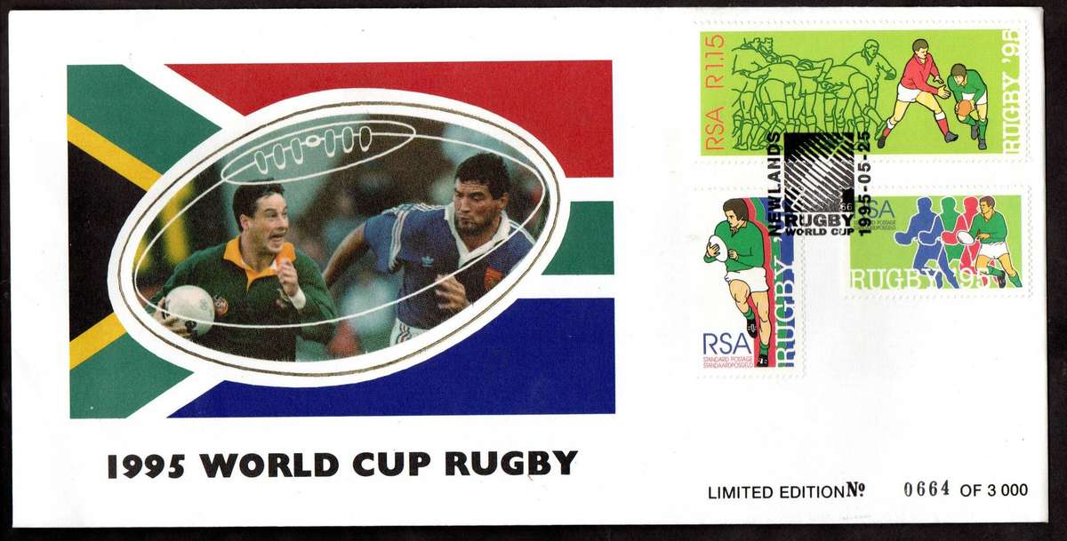 RSA 1995 Rugby World Cup commemorative cover limited edition 664/3000 - as per scans.