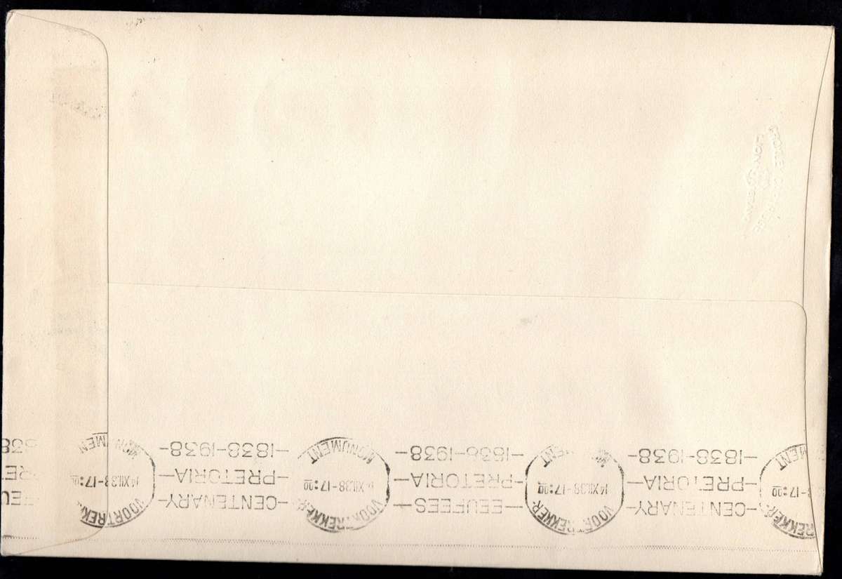 Union 1938 Voortrekker cover - as per scans - Smithfield cancels - 1 of 405.