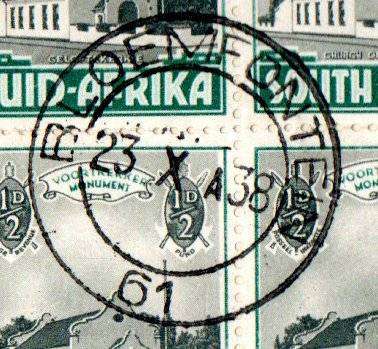Union 1938 Voortrekker cover - as per scans - Bloemfontein cancels.