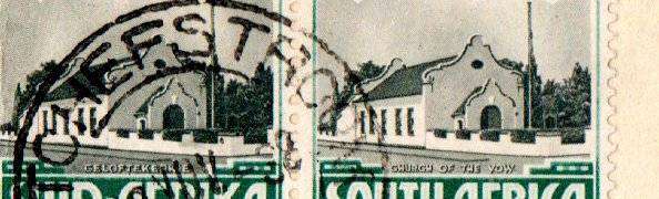 Union 1938 Voortrekker cover - as per scans. Potchefstroom cancels with odd varieties - as described