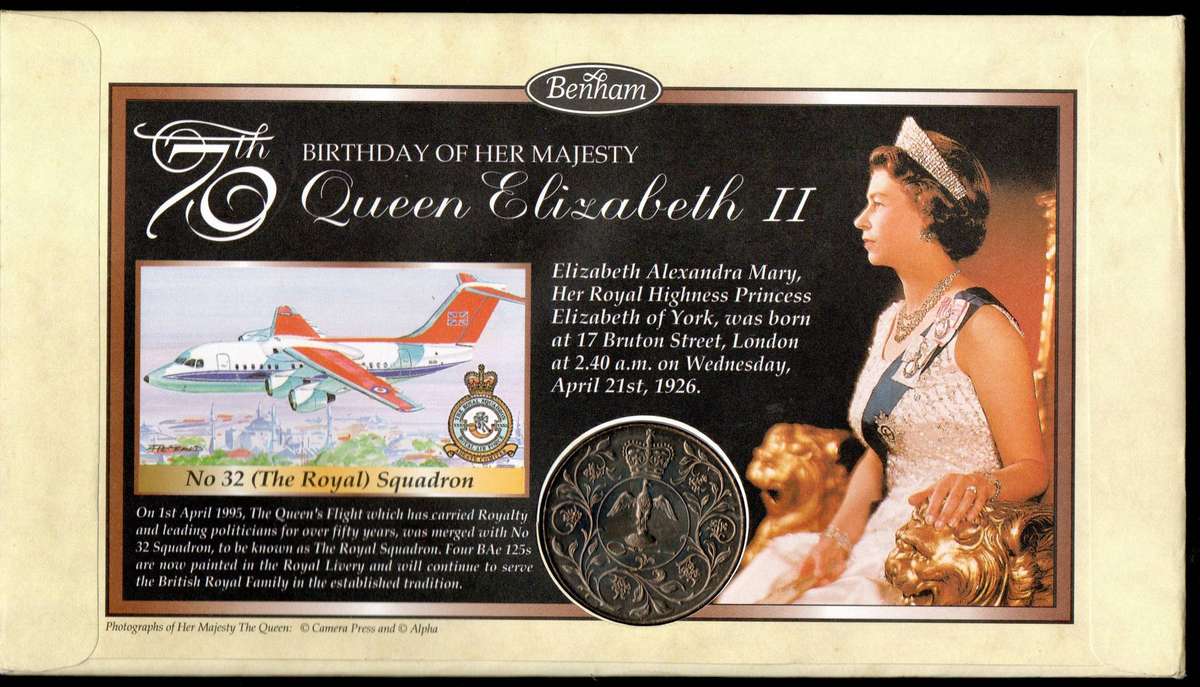 GB, Isle of Man, Guernsey 1993 QEII 70th Benham signed 'wing commander AJ Barrett' coin cover.
