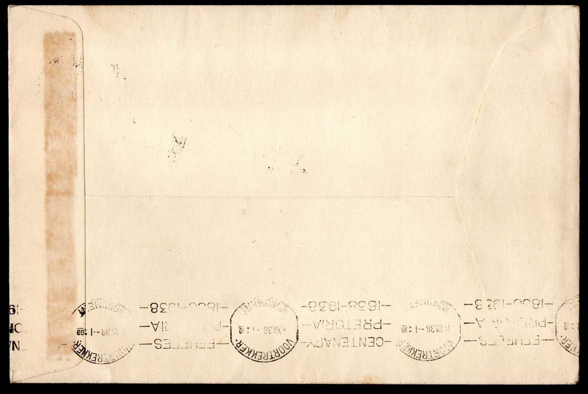 Union 1938 Voortrekker cover - as per scans - Oudtshoorn cancels.