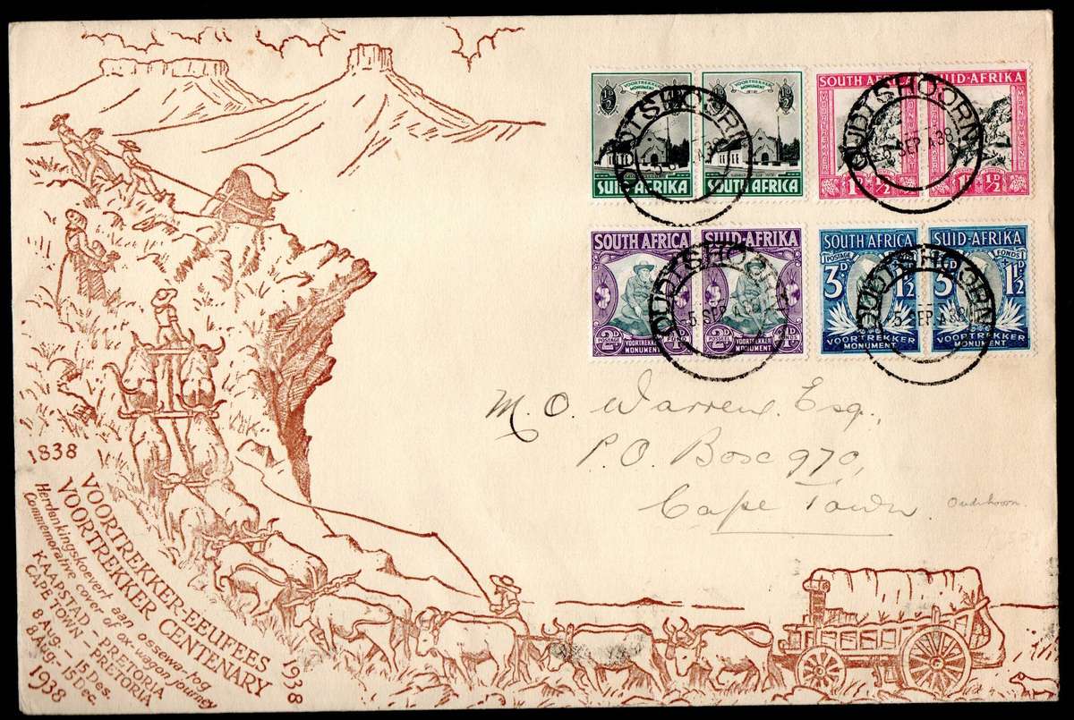 Union 1938 Voortrekker cover - as per scans - Oudtshoorn cancels.