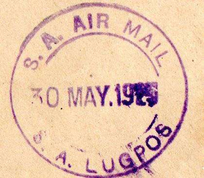 Union 1925 airmail cover dd 30 May 1925 with 1st airmail issue set of (x4) CC25-8 used  CV R1300.
