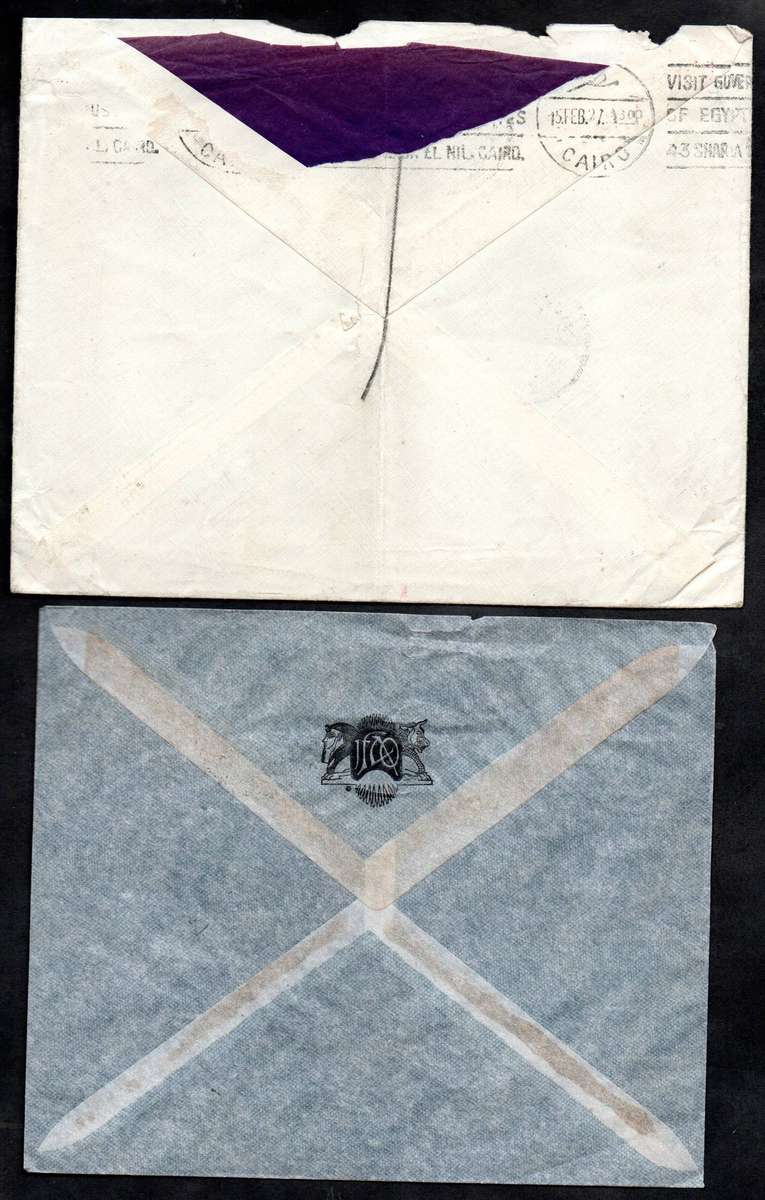 Egypt 1920s-40s (x5) covers to South Africa  odd World War II passed by censor + taxed.