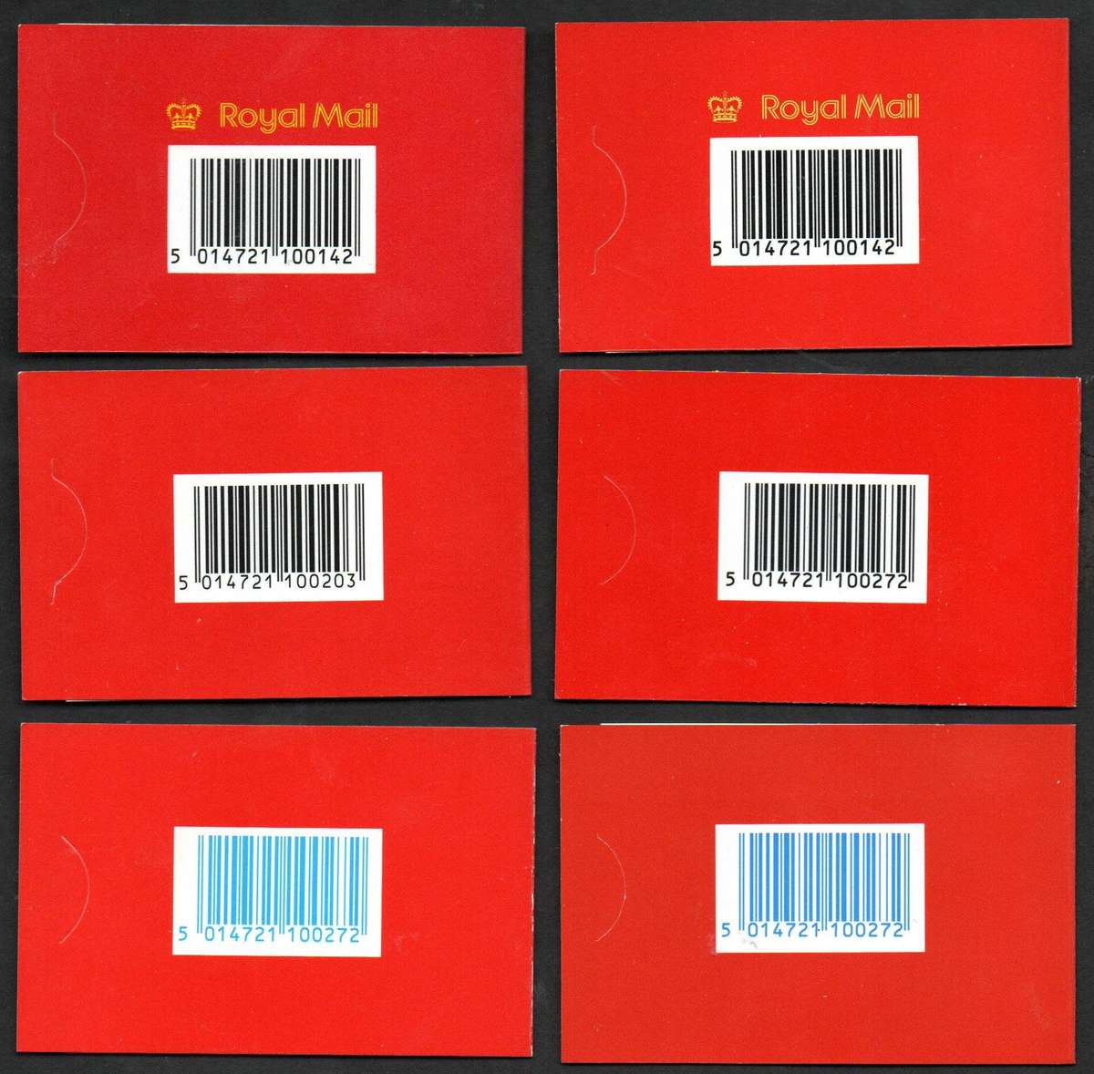 GB selection of (x6) mint/complete barcode booklets - as per scans - good value lot.