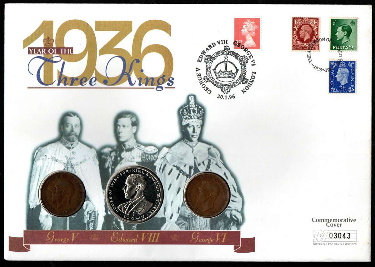 GB 1996 Year of the Three Kings 60th anniversary multi coins commem cover  as per scans  read.