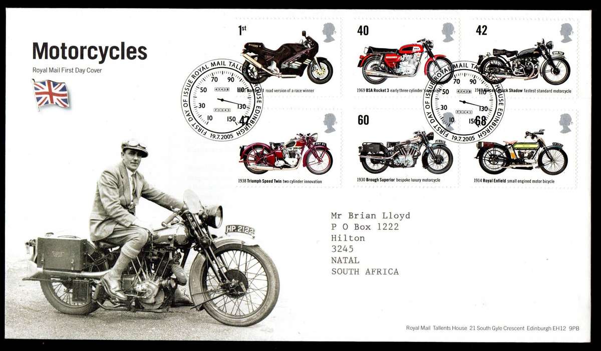 GB 2005 motorcycles first day covers (x2) (both postmarks) - as per scans - CV GBP 11.5.
