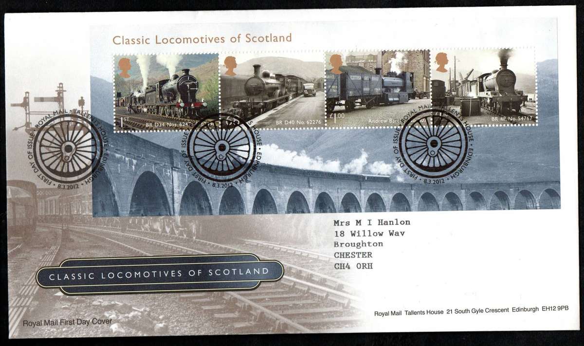 GB 2012 classic locomotives of Scotland first day cover (Tallents House) - as per scans.
