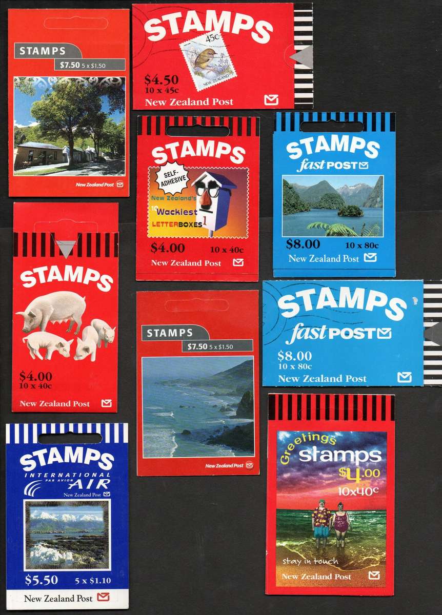 New Zealand selection of (x9) mint/self-adhesive booklets - as per scans - good value - nice lot.