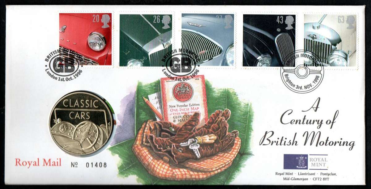 GB 1996 A Century of British Motoring medallion (coin) cover  as per scans  read.