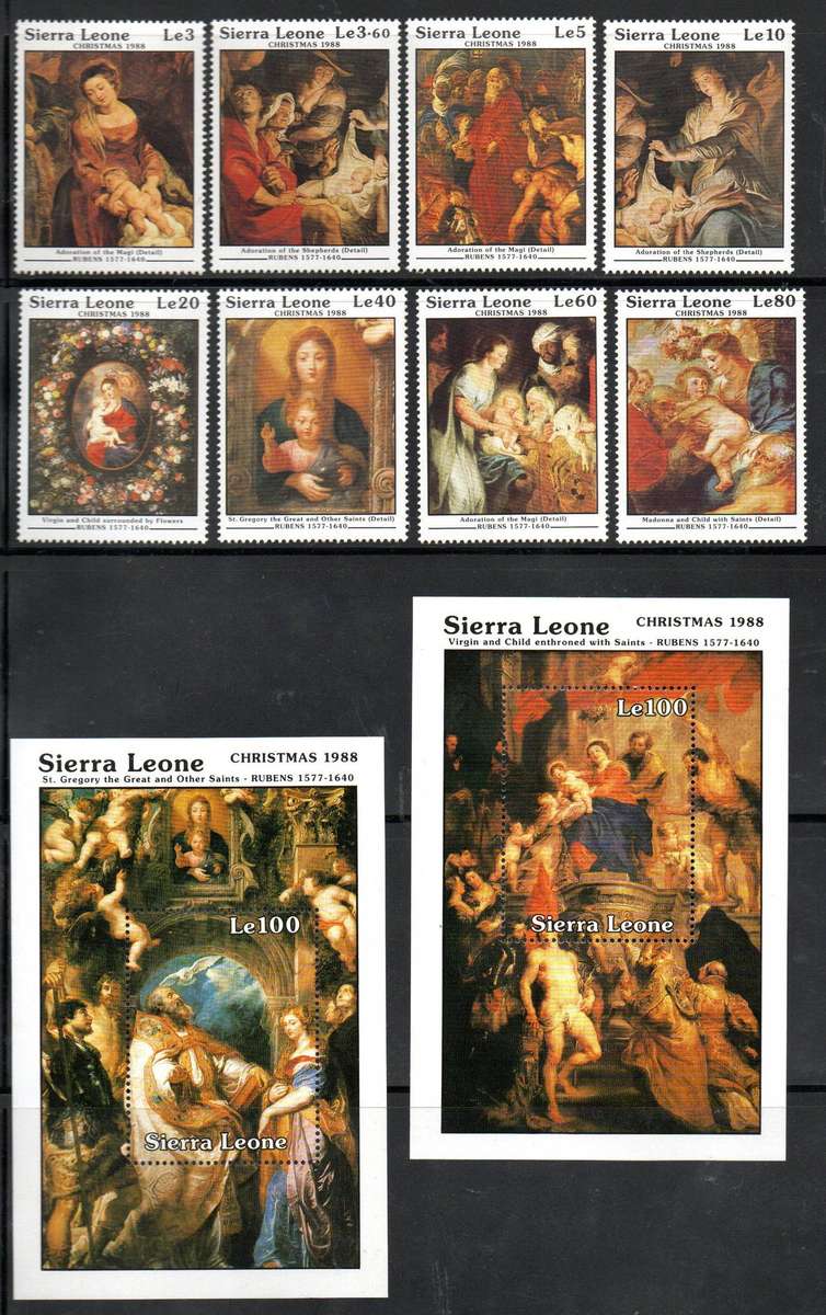Sierra Leone 1988 Christmas paintings by Rubens umm set of (x8) + msheets SG1184-MS1192 - CV GBP 15