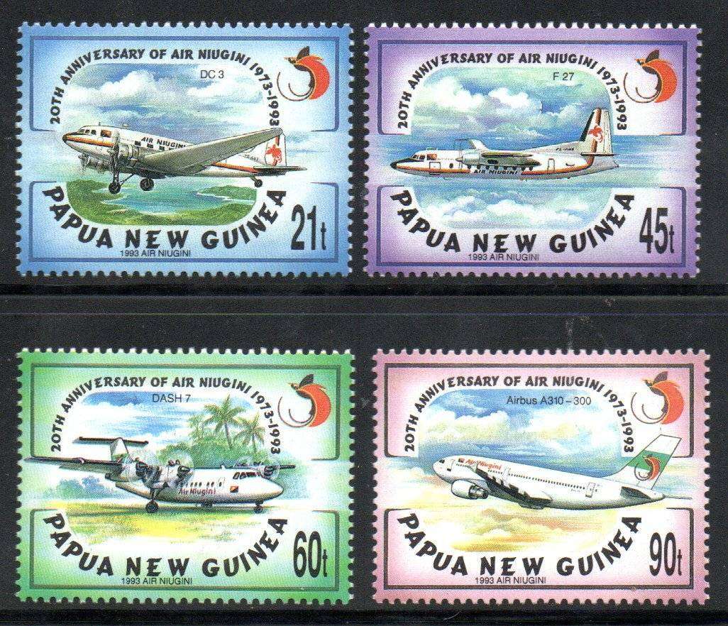 Papua New Guinea 1993 20th ann of Air Niugini set of (x4) umm singles  SG696/99  CV GBP 7.