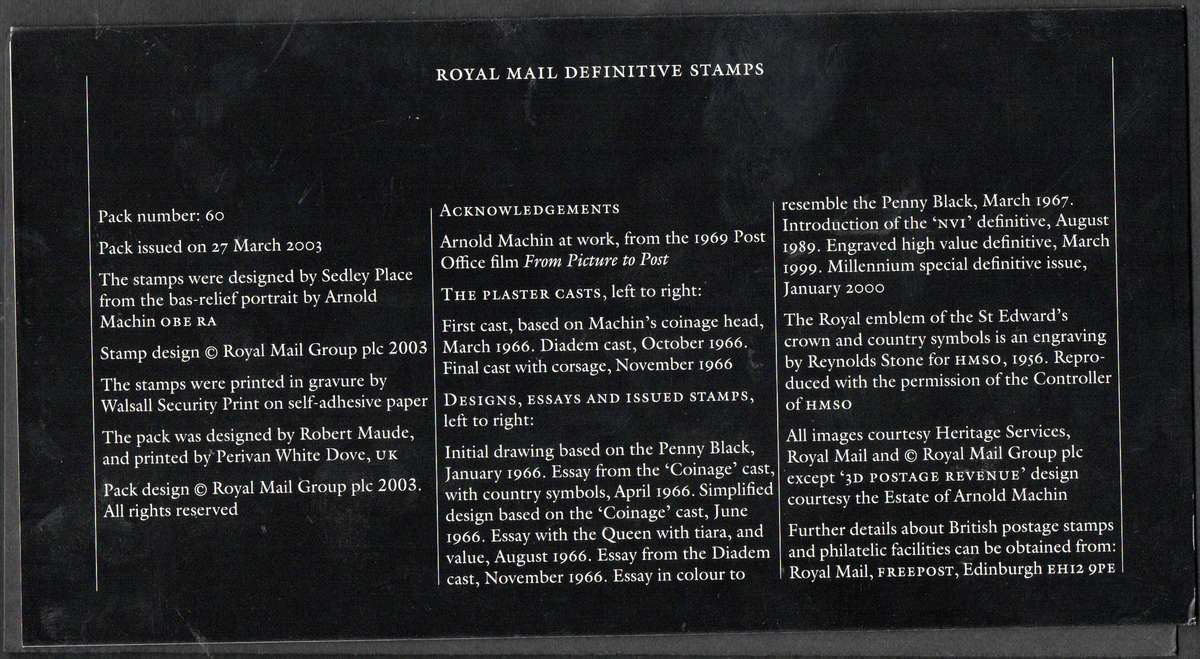 GB 2003-10 Machin overseas booklet stamps mint presentation pack no 60 - as per scans.