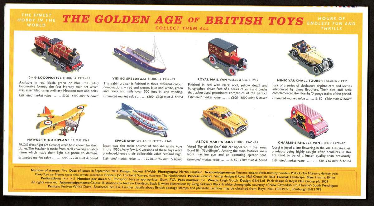 GB 2003 Classic transport toys mint presentation pack no 351.