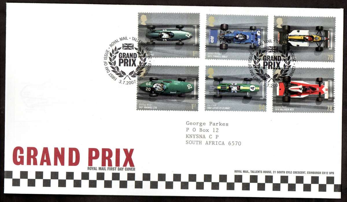 GB 2007 Grand Prix. Racing cars first day cover (Tallents House) - as per scans.