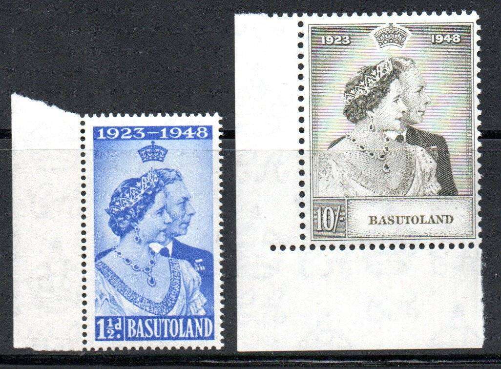 Basutoland 1948 Royal Silver Wedding umm set of (x2) marg singles. SG36-7 - CV GBP 50.